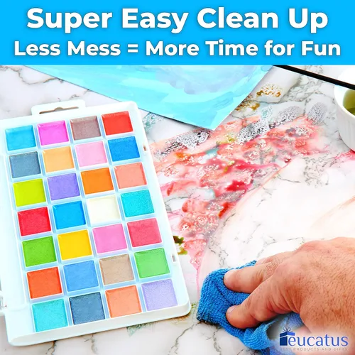 Miniatura 2 de Juego de acuarela de 28 colores brillantes no tóxicos de fácil limpieza con pincel. La pintura brillante lavable es divertida, brillante y de secado