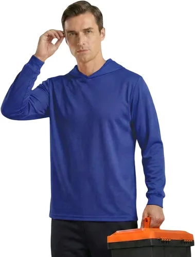 Miniatura 8 de HYCOPROT Hi Vis - Camisas de seguridad con capucha de alta visibilidad, manga larga, camisetas de trabajo de construcción, camisetas con capucha