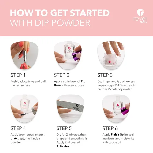 Miniatura 6 de Revel Nail Polvo de inmersión – Esmalte de uñas en polvo transparente y rosa, polvo de inmersión resistente a las virutas con vitamina E y calcio