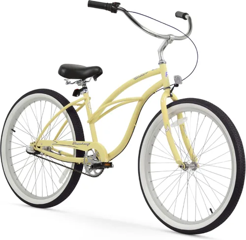 Miniatura 31 de Sixthreezero Urban Lady Beach Cruiser - Bicicleta híbrida de 3 velocidades para mujer Verde militar con llantas rosadas con asiento negro/puños