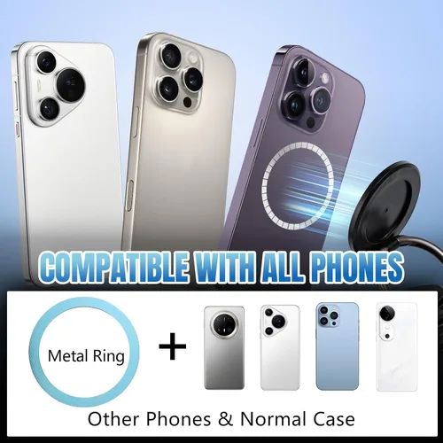 Miniatura 5 de Soporte magnético para teléfono con succión al vacío, soporte retráctil plegable para teléfono celular con ventosa, soporte de teléfono ajustable