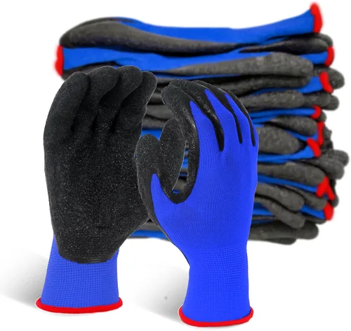 Miniatura 19 de Evridwear Guantes de trabajo de seguridad con recubrimiento de goma de látex arrugado aplicado a mano para hombres y mujeres, uso general múltiple