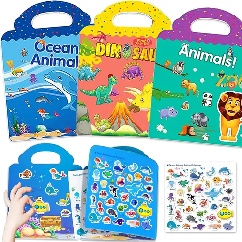 Miniatura 11 de Libros de calcomanías reutilizables para niños, libros de calcomanías removibles de granja para niños pequeños de viaje para niñas y niños de 3, 4