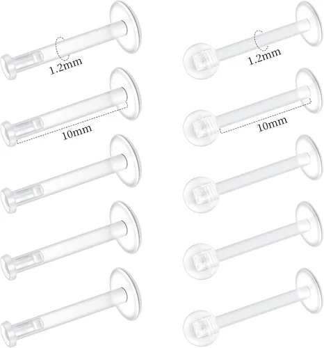 Miniatura 2 de Mayhoop Aretes transparentes para el trabajo, deportes, cirugía, bioflex, labio, hélice, cartílago, tragus, labio, piercing transparente, joyería
