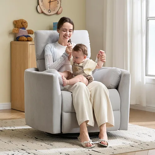 Miniatura 11 de Jocisland Silla Mecedora Eléctrica para Guardería, Sillas Reclinables Giratorias de Gran Tamaño para Adultos con 2 Almohadas, USB y Tipo-C, Cómodo