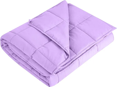 Miniatura 14 de L'AGRATY Manta con peso de 5 libras, para regazo, manta pequeña y portátil para adultos, refrescante, para viajar, relajarse y dormir, para todas