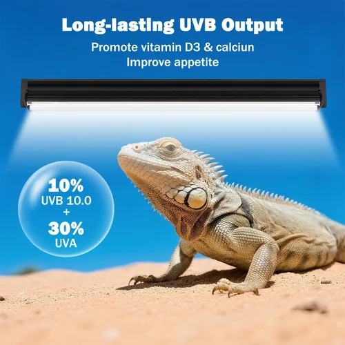 Miniatura 3 de Lámpara T5 10.0 UVB para reptiles, 39 W, 34 pulgadas, T5 UVA/UVB Bombilla fluorescente para dragón barbudo, tortuga, leopardo Gecko, lagartos