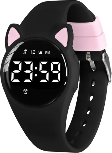Miniatura 23 de Relojes para niños y niñas, reloj deportivo digital con contador de pasos, podómetro, alarma de vibración, sin aplicación, impermeable, rastreador