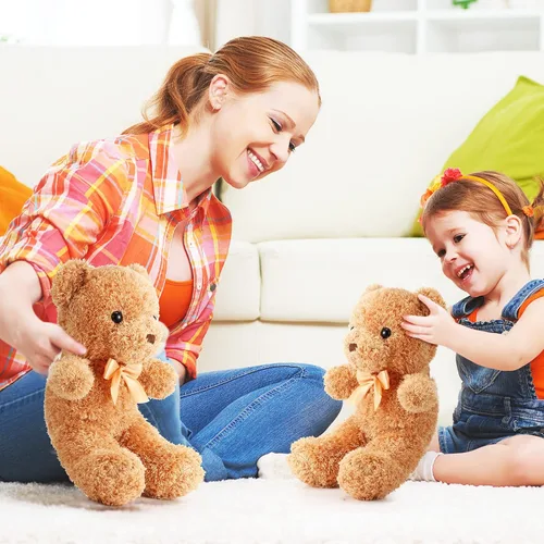 Miniatura 3 de HyDren 18 piezas de animales de peluche de oso a granel de 12 pulgadas, muñecos de oso de peluche suave con lazos, pequeño juguete de peluche