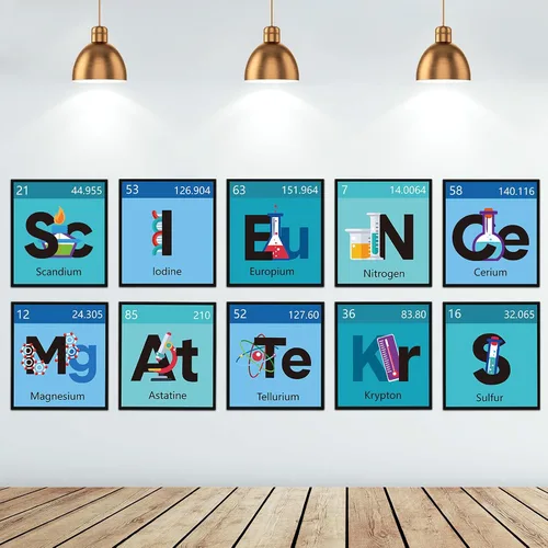 Juego de 10 tablones de anuncios de ciencia, carteles de científicos, decoración de aula, decoración de pared para profesores, recortes de