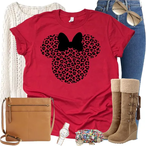 Miniatura 3 de Leopardo Minnie Camisa Cheetah Minnie Camisa Camisa Animal Kingdom Camisa de Safari Casual Camisa de Manga Corta