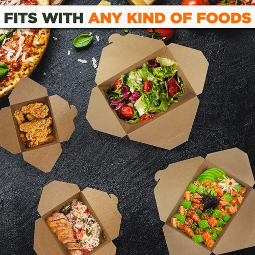 Miniatura 6 de Fit Meal Prep Cajas To Go de 48 onzas, recipientes de papel para llevar, cajas de comida desechables para almuerzo, aptas para microondas