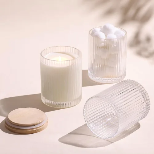Miniatura 6 de Tarros de vela de vidrio transparente de 14 onzas para hacer velas, paquete de 6 frascos de vela vacíos a granel con tapas y accesorios de bambú