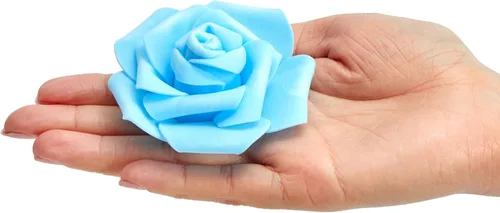 Miniatura 4 de Juvale – 100 unidades de rosas artificiales para decoración de bodas, baby showers, manualidades, 3 pulgadas Azul