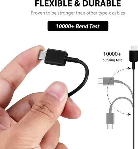 Miniatura 6 de Cable USB-C original de 10 pies compatible con tu Xiaomi Poco X3 Pro con carga rápida y transferencia de datos (blanco 3M)