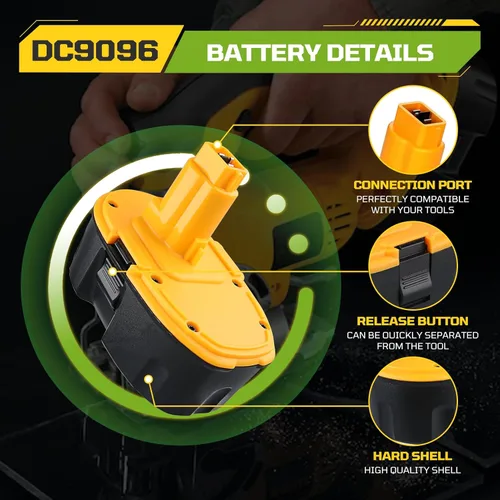 Miniatura 4 de 4800mAh DC9096 Batería de repuesto para Dewalt 18V XRP Batería NI-MH DC9099 DC9098 DW9099 DW9098 DW9098 Compatible con cargadores de herramientas