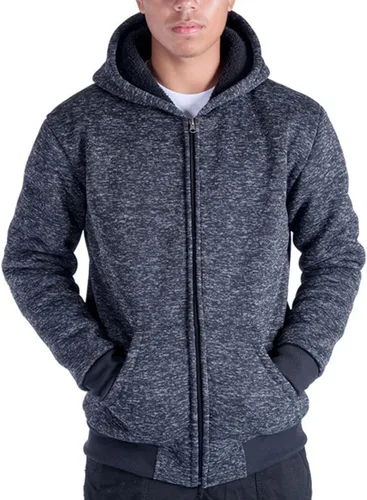 Gary Com - Sudadera de vellón sherpa de alto gramaje con capucha para hombre, forro de grueso vellón, con cremallera completa, cálidas chaquetas de