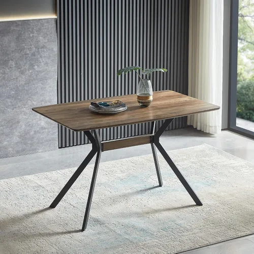 Miniatura 4 de Yogald - Mesa de comedor moderna de 47.27 pulgadas, mesa de comedor rectangular con patas de metal, ahorro de espacio para reuniones y comedor