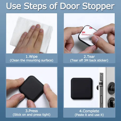 Miniatura 3 de Topes de Puerta Protector de Pared Protector Amortiguador Pomo de Puerta Parachoques de Manija de Puerta Silenciador Autoadhesivo Almohadilla