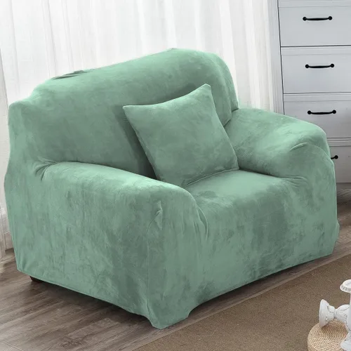 Miniatura 16 de vctops Funda elástica para sofá de 4 plazas de terciopelo de felpa, 1 pieza, con parte inferior elástica, protector de muebles suave y esponjoso