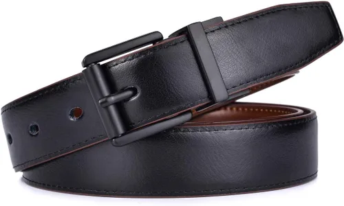 Miniatura 3 de Beltox - Cinturón para hombre de vestir casual reversible de cuero de 1.1" con hebilla de rodillo giratoria