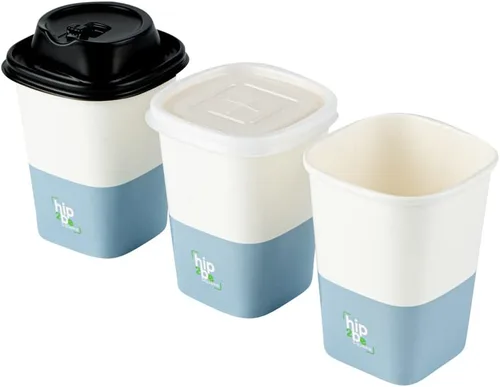 Miniatura 18 de Restaurantware Hip 2 Be Square - Tazas de café de papel de 12 onzas, 25 tazas de café reutilizables a prueba de fugas, tapas se venden por separado
