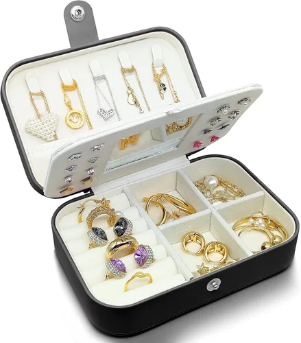 Zoe sunny - Joyero para niñas, organizador de joyas, mini estuche de viaje, pequeño, portátil, para collares, pulseras, aretes, anillos