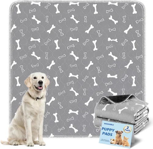 Miniatura 7 de Almohadillas lavables para orina para perros, paquete de 2 almohadillas reutilizables de 41"x41", almohadillas impermeables para entrenamiento