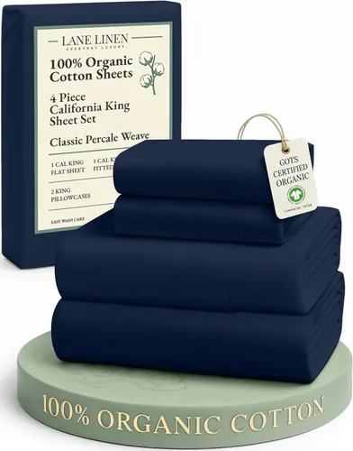 Miniatura 118 de LANE LINEN Sábanas 100% algodón orgánico para cama tamaño King, sábanas de percal suave, transpirables, de lujo, estilo hotelero, lavables a 09