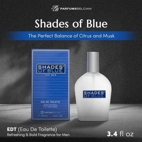 Miniatura 3 de PB ParfumsBelcam Shades of Blue Eau de Toilette en espray para hombres – Colonia de cítricos frescos y madera con mandarina, especias cálidas