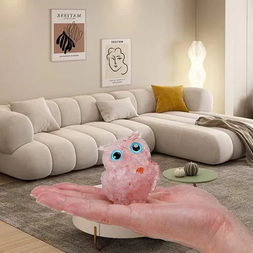 Miniatura 6 de Adorable figura de búho de 2.4 pulgadas, bonita estatua de búho de cristal natural, detalles de estante para decoración de oficina en casa y amantes