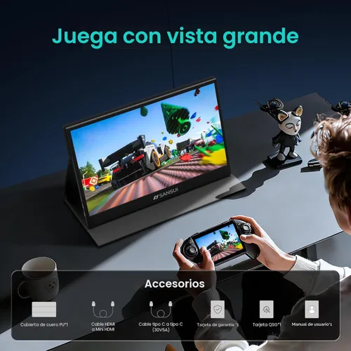 Miniatura 6 de SANSUI Monitor portátil de 15.6 pulgadas FHD 1080P Monitor de viaje para laptop, USB C HDMI ultrafino IPS pantalla de computadora con altavoces