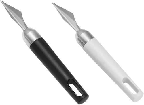 Miniatura 7 de VILLCASE 2 cuchillos de acero inoxidable para tallar frutas, en forma de V, grabado de alimentos, herramienta de corte para el hogar, cocina, mesa