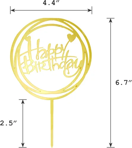 Miniatura 7 de Juego de 6 adornos dorados para tartas, purpurina de doble cara, adornos acrílicos para cupcakes de feliz cumpleaños, decoraciones de cumpleaños