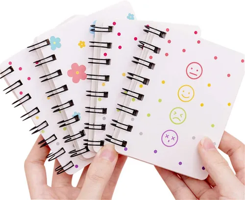 Miniatura 4 de Yansanido Cuaderno Pequeño en Espiral, 4 Piezas de 3.14 x 4.13 pulgadas, 4 estilos de diseño de tapa dura gruesa, páginas en blanco, 80 hojas, 160