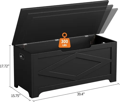 Miniatura 2 de GAOMON Baúl de almacenamiento, banco de almacenamiento de madera, banco de zapatos de estilo moderno con bisagra de seguridad para entrada
