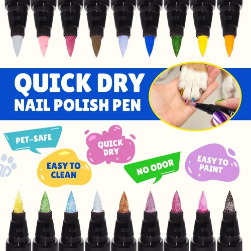 Miniatura 3 de 18 bolígrafos de esmalte de uñas de perro de colores metálicos y mate, secado rápido con lima de uñas de perro, esmalte de uñas seguro para perros