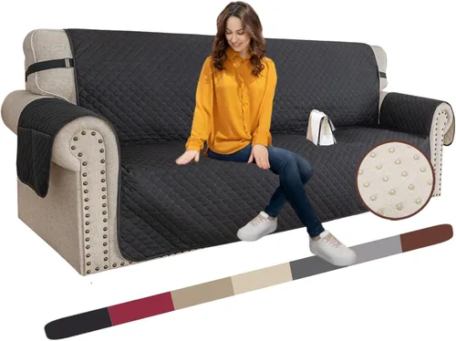 Miniatura 31 de XINEAGE Funda para Loveseat Reclinable Resistente al Agua, Fundas para Loveseat Reclinable de 2 Asientos con Bolsillos, Funda Protectora para Café