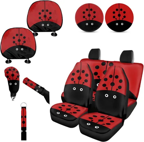 Miniatura 27 de Forchrinse Bee - Juego de fundas para asiento delantero y trasero con funda para palanca de cambios de freno de mano, funda para reposacabezas