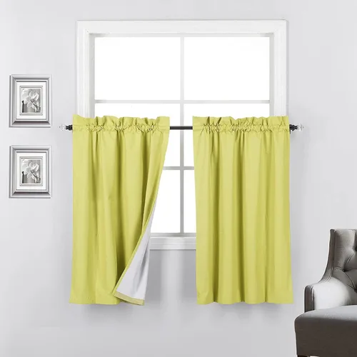 Miniatura 22 de 2 paneles de cortinas opacas con aislamiento térmico y forro blanco en la parte trasera para ventana de bloqueo de luz para cualquier ventana