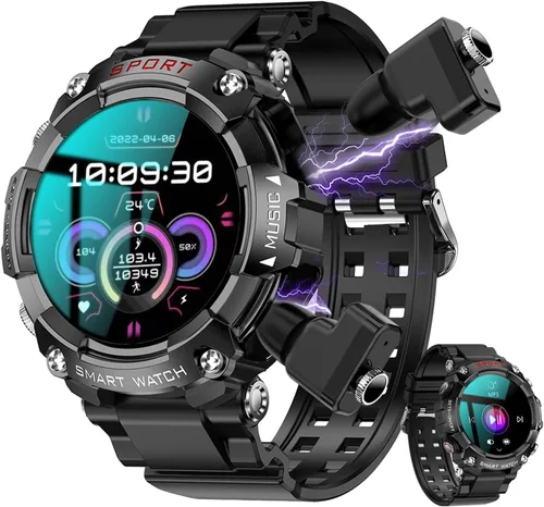 YPSDOOWKJ Reloj inteligente con auriculares para hombres y mujeres, pantalla HD de 1.52 pulgadas, sonido 9D, monitor de fitness y sueño, llamada