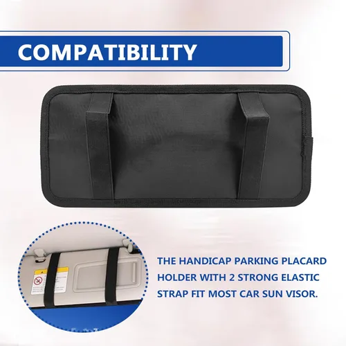 Miniatura 4 de Soporte para letrero de discapacitados para automóvil, protector de letrero de estacionamiento para visera de automóvil, clip para tarjeta de Negro