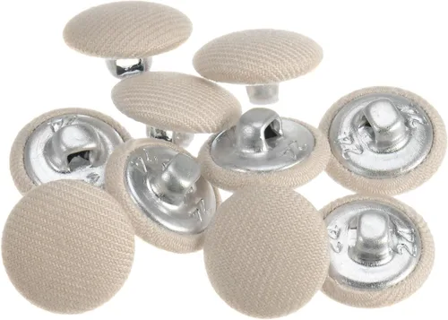 Miniatura 82 de HARFINGTON 10 botones de tela de 24L cubiertos de tela de 0.59 pulgadas, vástago de metal, botones de costura redondos para trajes, blusas de Azul