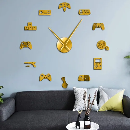 The Geeky Days Controlador de juegos de video DIY reloj de pared gigante juego joysticks pegatinas Gamer arte de pared video juegos signos niño