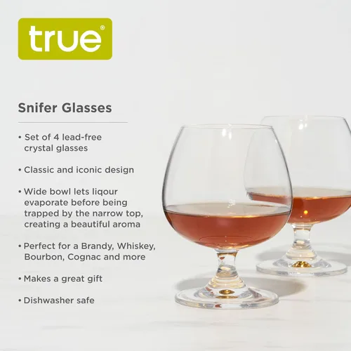 Miniatura 2 de True Snifter, conjunto de 4 juegos de vidrio de licor, 14 oz / 414 ml