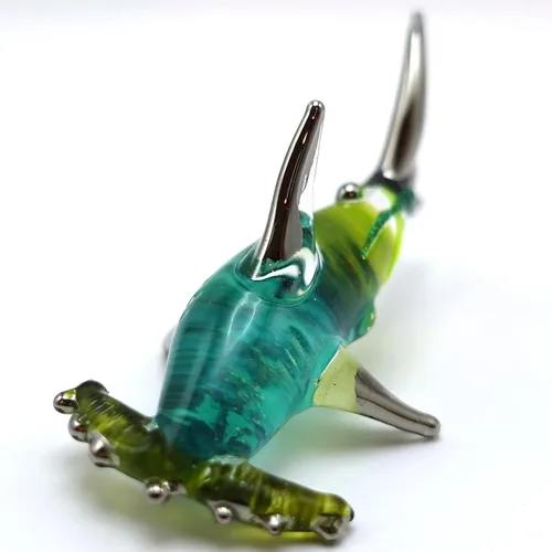 Miniatura 12 de Hammerhead - Figuras en miniatura de tiburón, animales marinos, pintadas a mano, arte de vidrio soplado, adornos dorados, regalo coleccionable