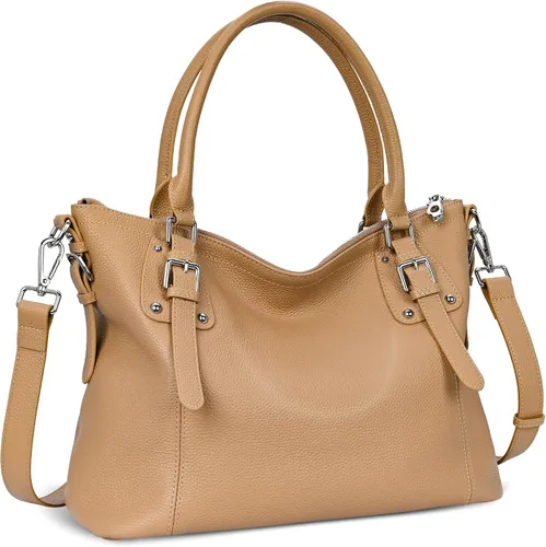 Miniatura 12 de HESHE - Carteras y bolsos de cuero genuino para mujer, bolso de mano, bolso de hombro, bolso de asa superior, bolso cruzado, bolso tipo morral