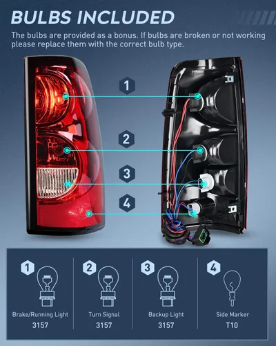 Miniatura 2 de Nilight Conjunto de luz trasera para Chevy Silverado 1500 1500HD 2500 2500 2500HD 3500 2007 Chevrolet Classic OE estilo pasajero lámpara trasera