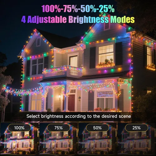 Miniatura 4 de Luces de Navidad con 8 modos de iluminación, 200 luces LED de 66 pies con control remoto, cadena de luces recargables para exteriores, decoraciones