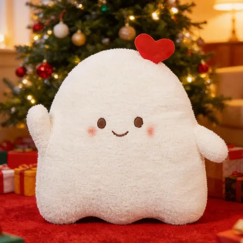 Miniatura 3 de ARELUX Bonita almohada de felpa de fantasma, corazón blanco suave, fantasma, muñeco de nieve, muñeco de nieve, juguete divertido para decoración